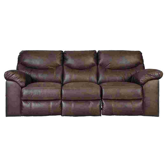 Manual Reclining Sofa with Fabric Upholstery and Pull Tab, Brown By Casagear Home