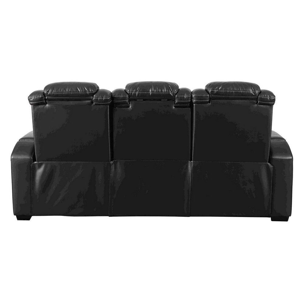 Power Recliner Sofa with Adjustable Headrest and LED Lighting Black By Casagear Home BM262351