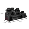 Power Recliner Sofa with Adjustable Headrest and LED Lighting Black By Casagear Home BM262351