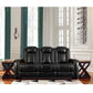 Power Recliner Sofa with Adjustable Headrest and LED Lighting Black By Casagear Home BM262351