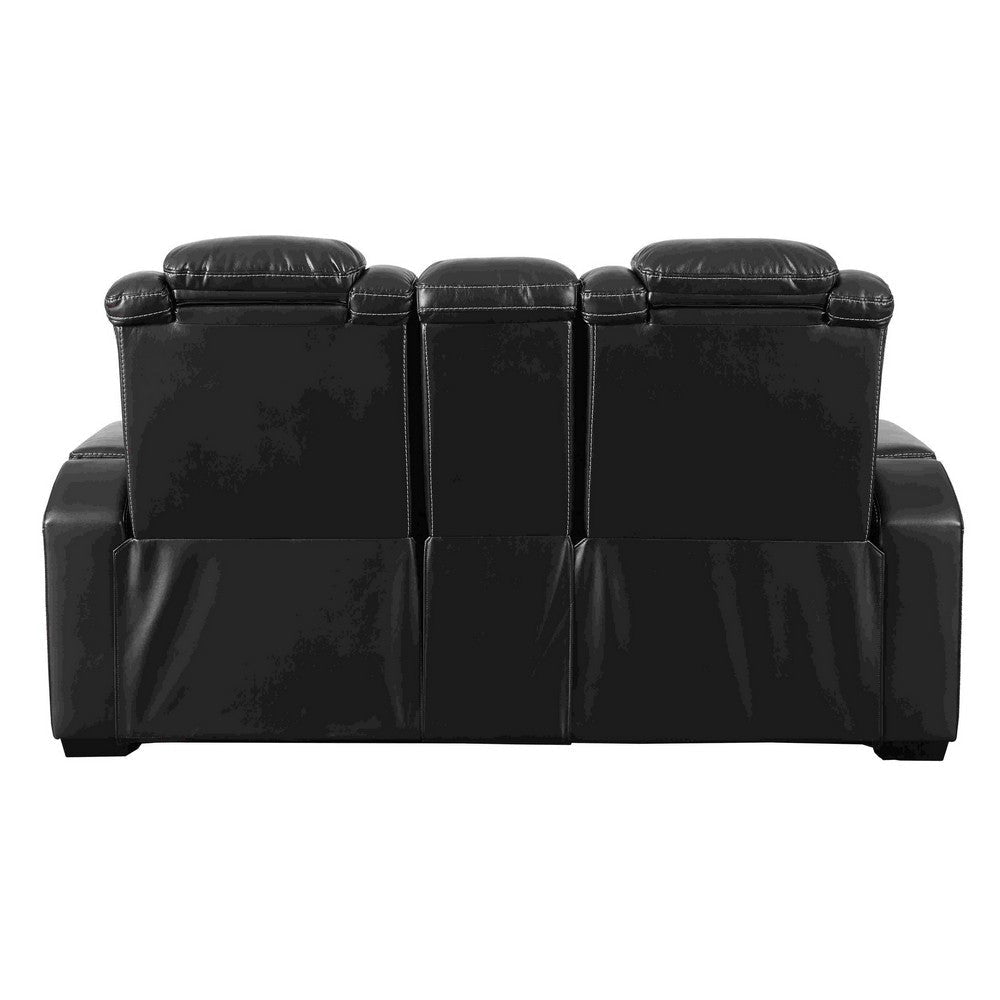 Power Recliner Loveseat with Console and Adjustable Head Black By Casagear Home BM262354