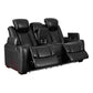 Power Recliner Loveseat with Console and Adjustable Head, Black By Casagear Home