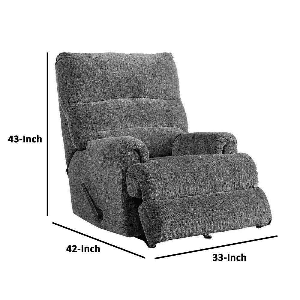 Manual Rocker Recliner with Fabric and Pull Lever Gray By Casagear Home BM262369