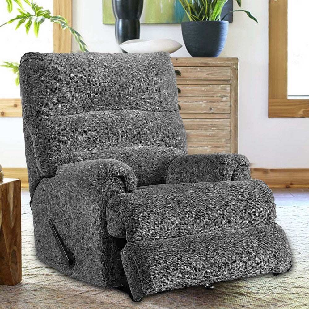 Manual Rocker Recliner with Fabric and Pull Lever Gray By Casagear Home BM262369