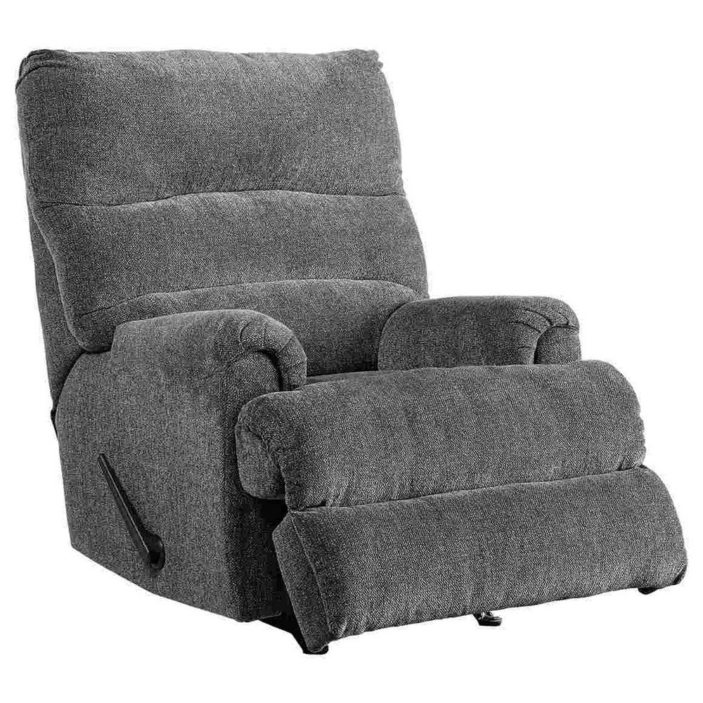 Ashley Manual Rocker Recliner with Fabric and Pull Lever, Gray