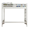 Transitional Style Twin Loft Bed, Fixed Ladder, Weathered White
