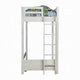 Transitional Style Twin Loft Bed, Fixed Ladder, Weathered White