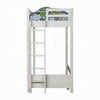 Transitional Style Twin Loft Bed, Fixed Ladder, Weathered White