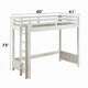 Transitional Style Twin Loft Bed, Fixed Ladder, Weathered White