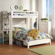 Transitional Style Twin Loft Bed, Fixed Ladder, Weathered White