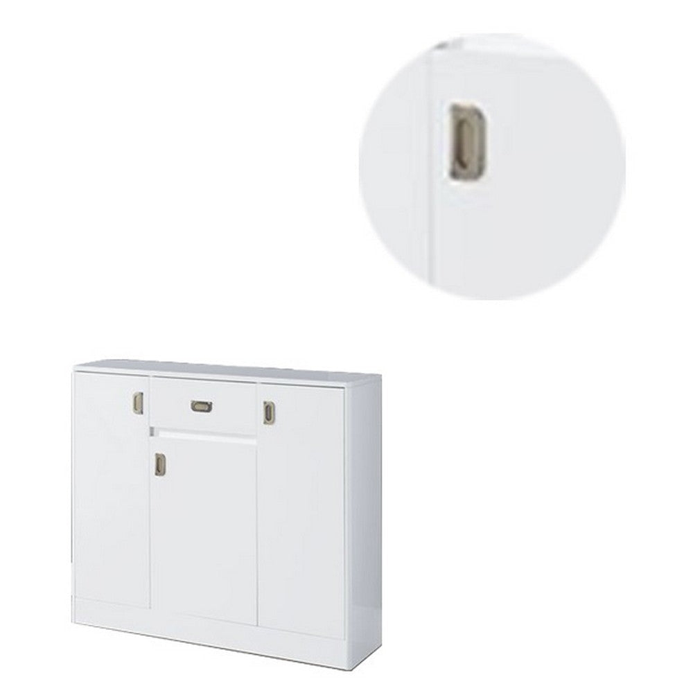 Server with 3 Door Storage and High Gloss White BM262402