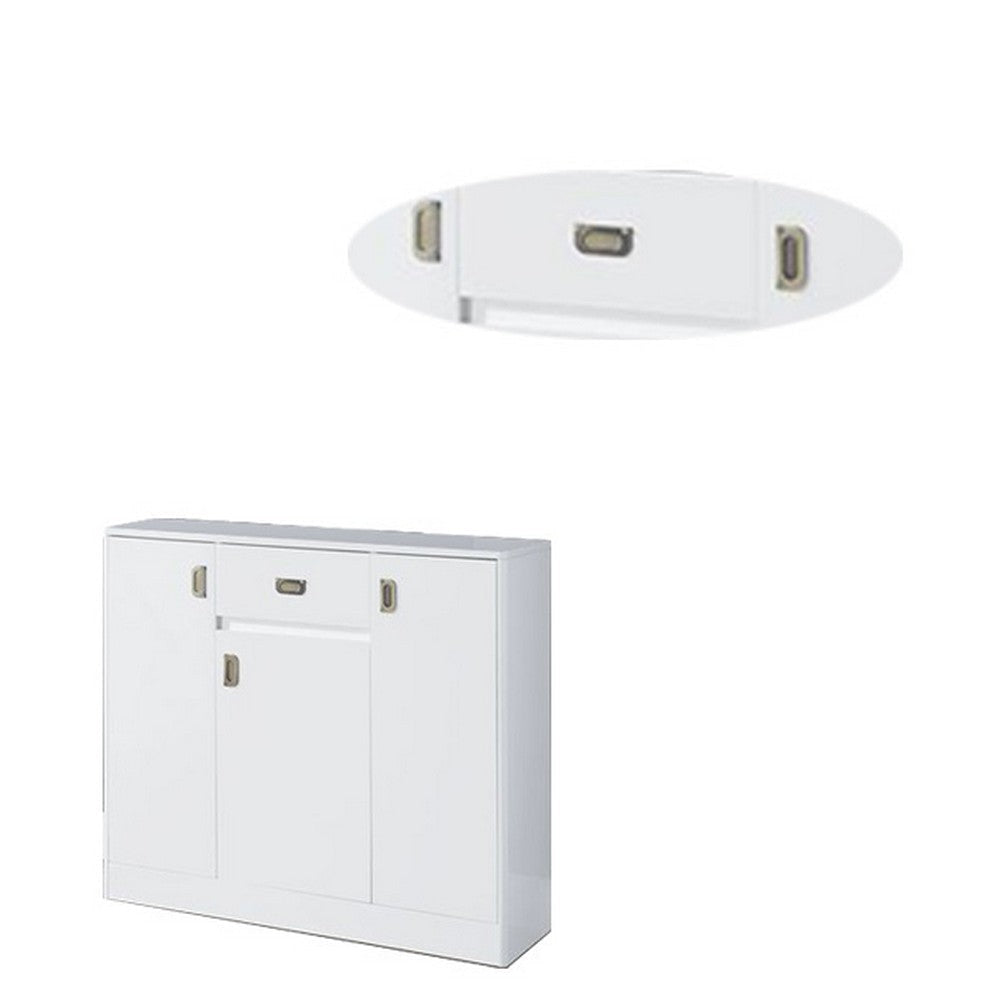 Server with 3 Door Storage and High Gloss White BM262402