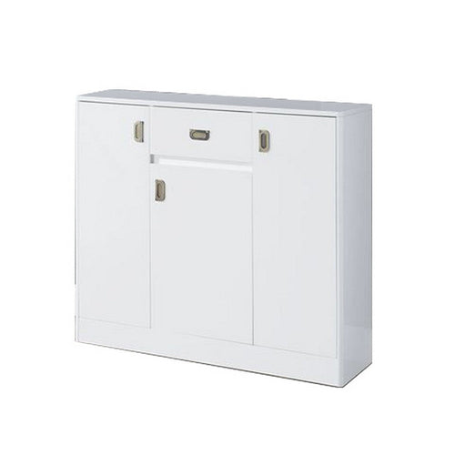 Server with 3 Door Storage and High Gloss, White