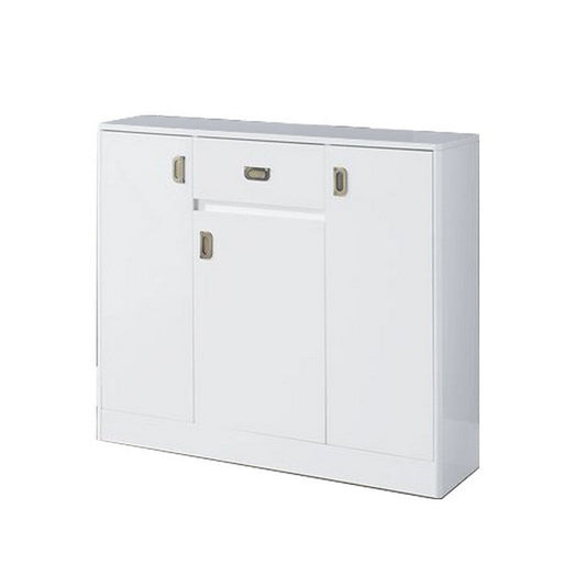 Server with 3 Door Storage and High Gloss, White