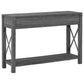 Sofa Table with X Metal Accent and 2 Drawers Gray By Casagear Home BM262432