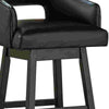 Swivel Barstool with Faux Leather and Countered Back, Set of 2, Black By Casagear Home