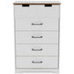 Chest with 5 Drawers and Cut Out Pulls Brown and White By Casagear Home BM262491