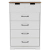 Chest with 5 Drawers and Cut Out Pulls Brown and White By Casagear Home BM262491