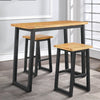3 Piece Counter Height Table Set with Metal Sled Base, Black and Brown By Casagear Home