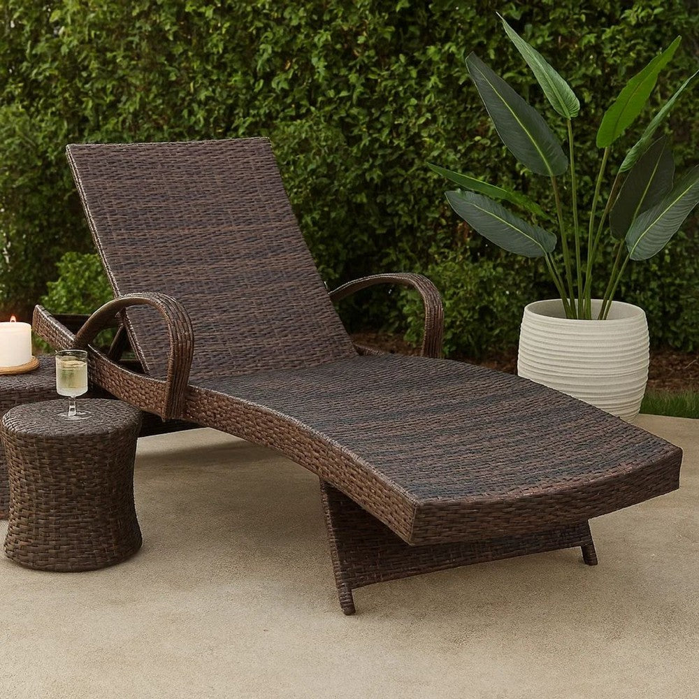 Cora Chaise Lounge Set | Wicker Frame | Reclining | Brown