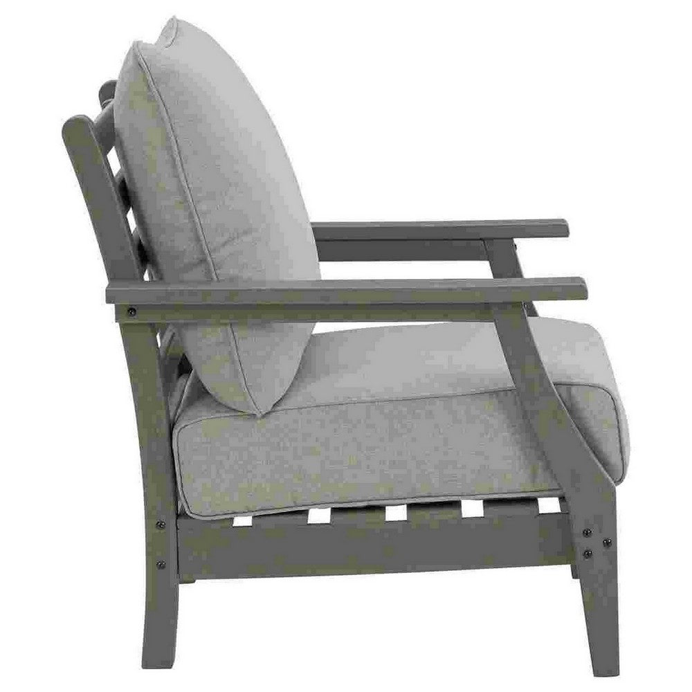 Cora Outdoor Lounge Set | Slatted Back | Cushions | Gray