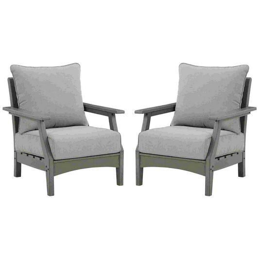 Cora Outdoor Lounge Set | Slatted Back | Cushions | Gray