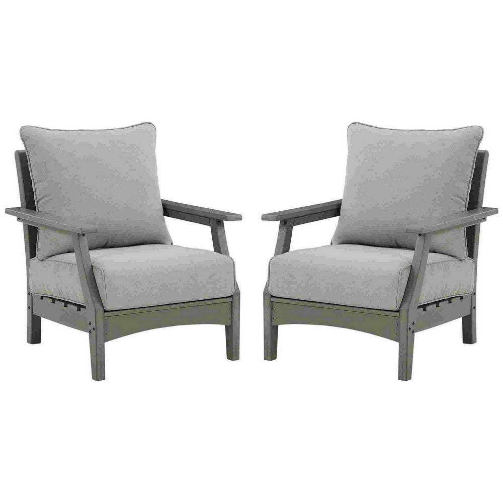 Cora Outdoor Lounge Set | Slatted Back | Cushions | Gray