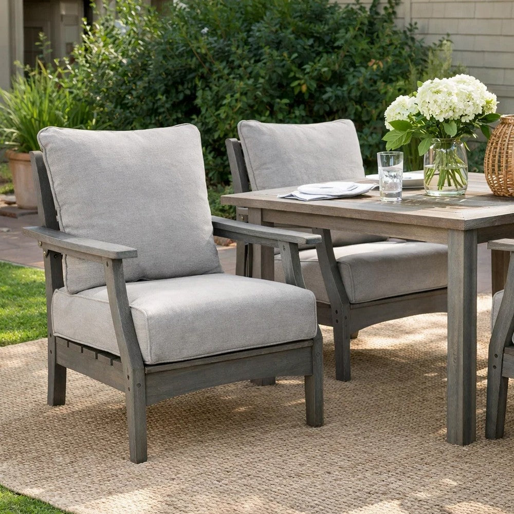 Cora Outdoor Lounge Set | Slatted Back | Cushions | Gray