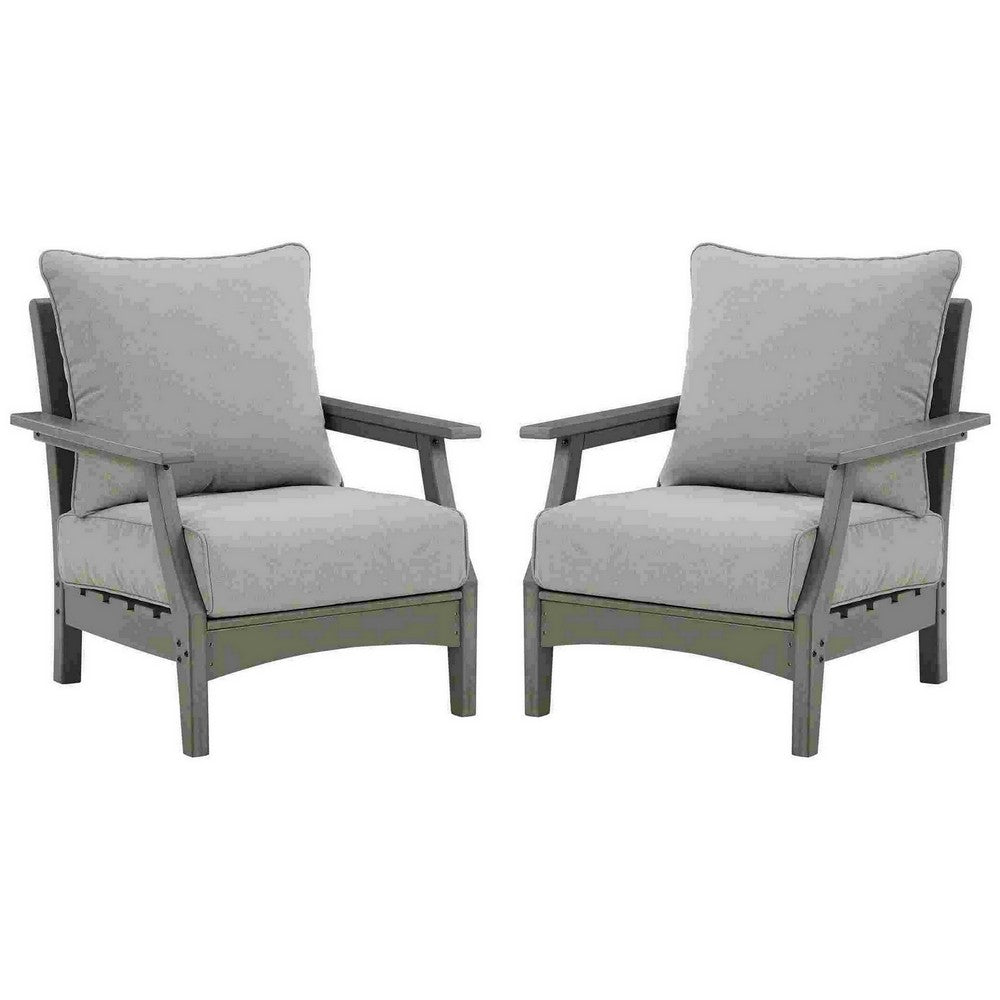 Cora Outdoor Lounge Set | Slatted Back | Cushions | Gray