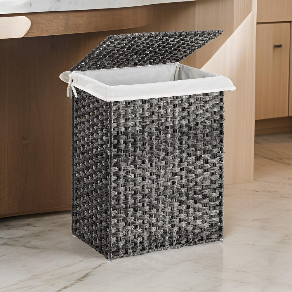 Arlo Laundry Hamper | Handwoven Rattan | Liner Bag | Gray