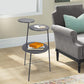 3 Tier Accent Table with Round Metal Top, Black By Casagear Home