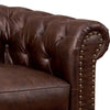 Loveseat with Button Tufted Backrest and Rolled Design Arms Brown