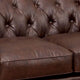 Loveseat with Button Tufted Backrest and Rolled Design Arms Brown