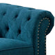 Loveseat with Button Tufted Backrest and Rolled Design Arms Blue