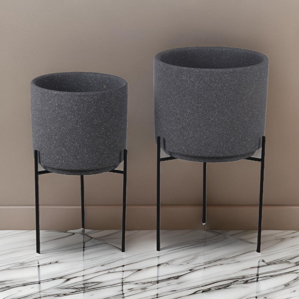 Arlo Planter Set | Ceramic | Speckled Pattern | Gray