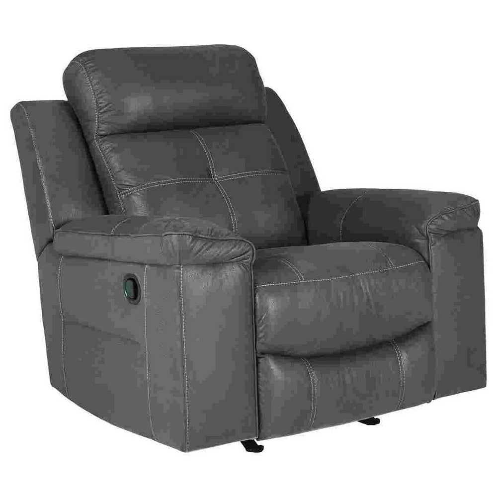 Rocker Recliner with Pull Tab Reclining Motion, Dark Gray By Casagear Home