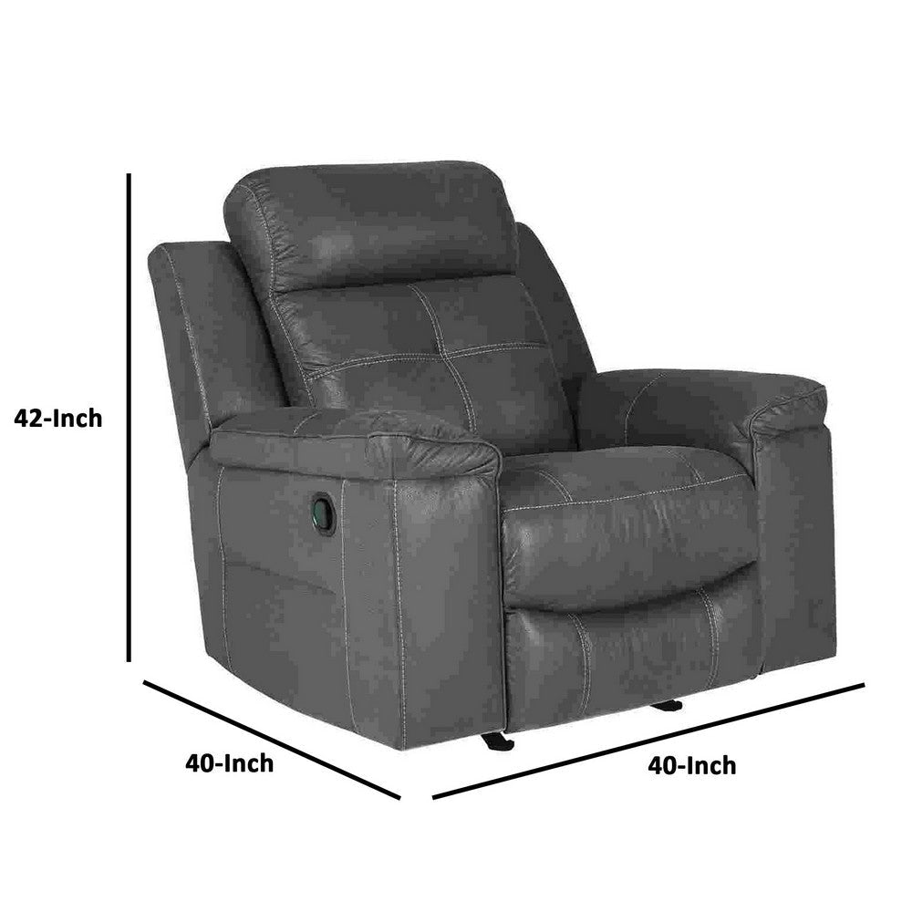 Rocker Recliner with Pull Tab Reclining Motion Dark Gray By Casagear Home BM263447