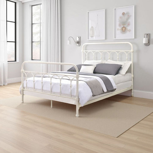 Nova Full Bed | Metal Frame | Spindle Headboard | White