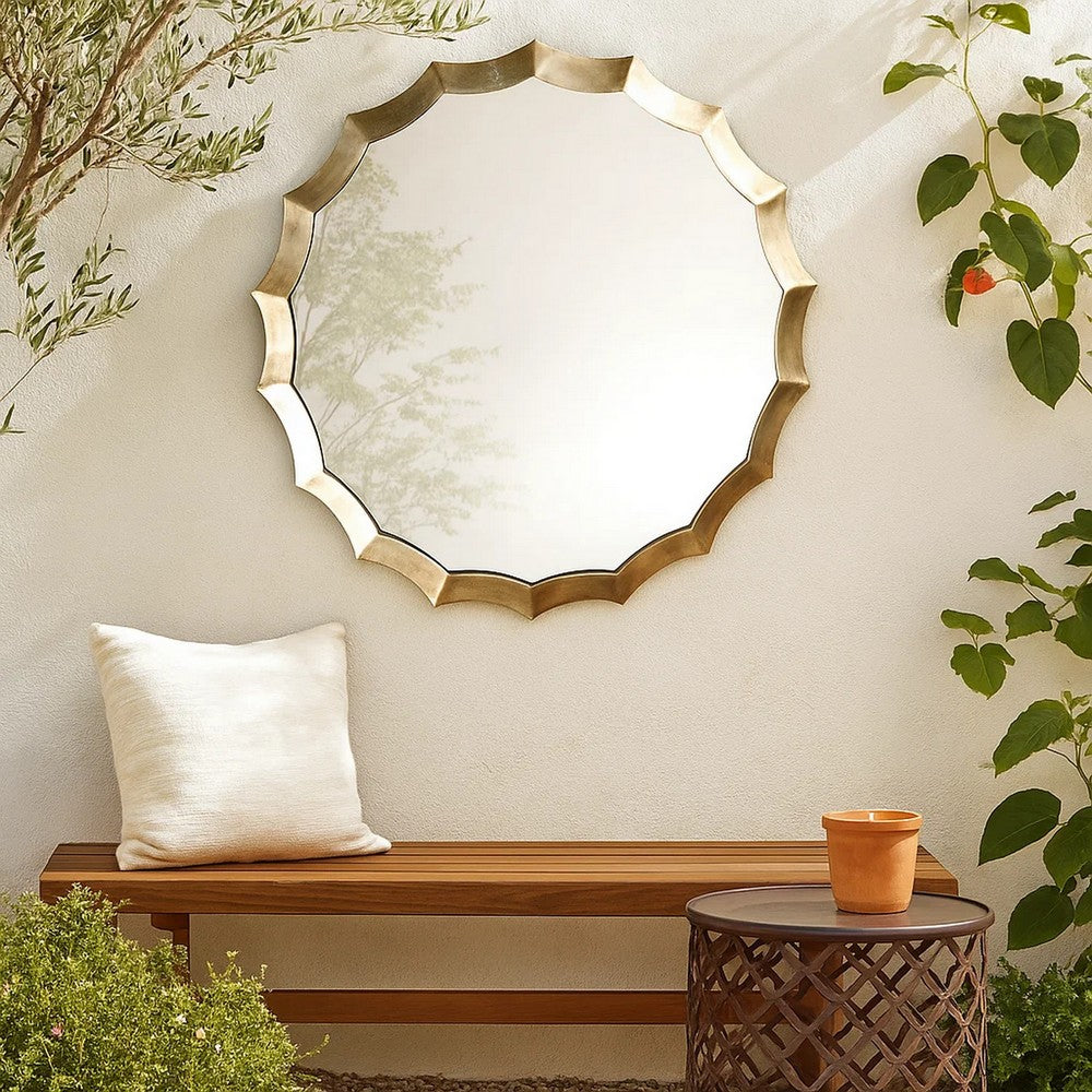Vivian Wall Mirror | Scalloped Metal Frame | Gold | 28 x 28