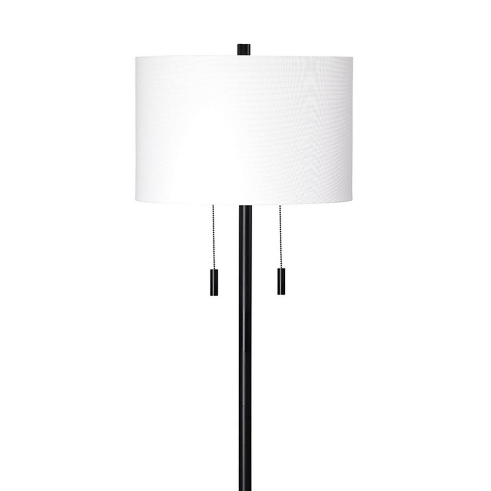 Nova Floor Lamp | Drum Shade | Pull Chain | White & Black