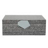 14 Inch Box with Leatherette Upholstery and Textured Pattern Gray BM263856