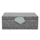 14 Inch Box with Leatherette Upholstery and Textured Pattern Gray BM263856