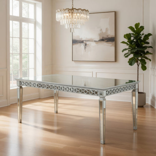 Vivian Dining Table | Leaf Extension | Raised Apron | Silver