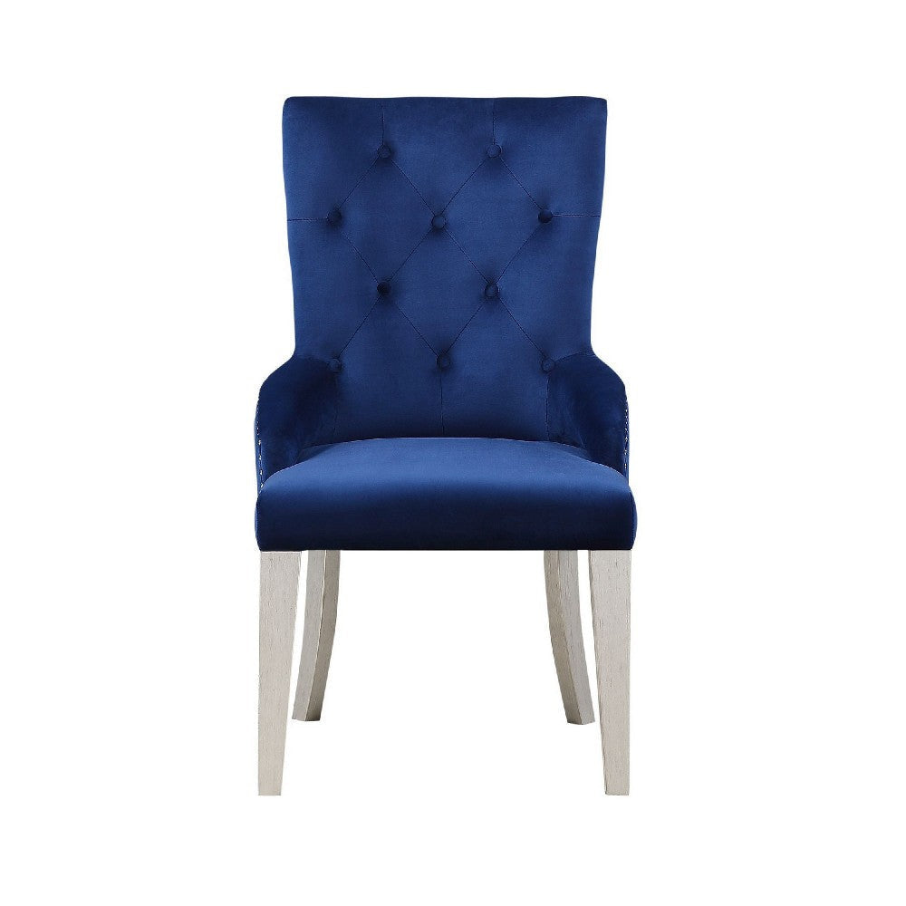 Side Chair with Button Tufted Back and Tapered Legs Blue BM263897