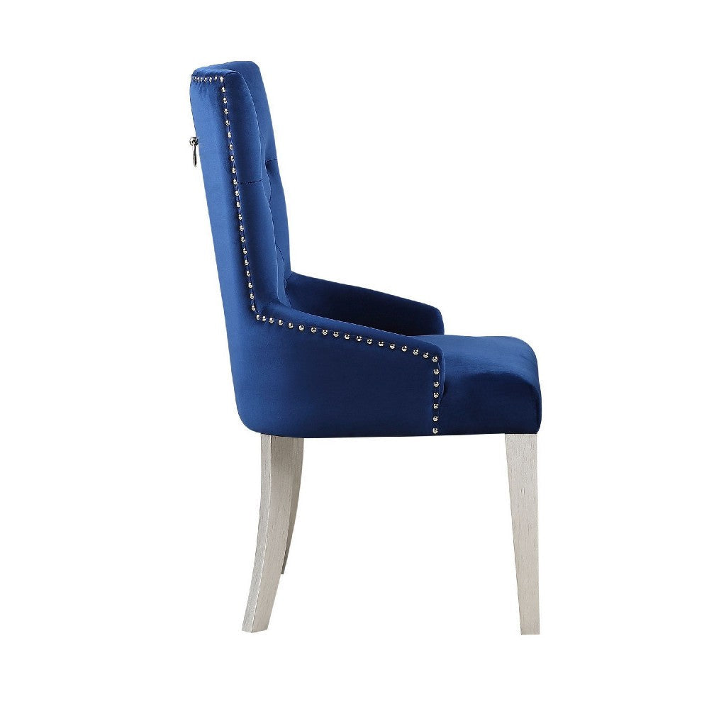 Side Chair with Button Tufted Back and Tapered Legs Blue BM263897