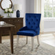 Side Chair with Button Tufted Back and Tapered Legs, Blue
