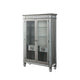 Curio Cabinet with 2 Glass Doors and Medallion Carving, Silver