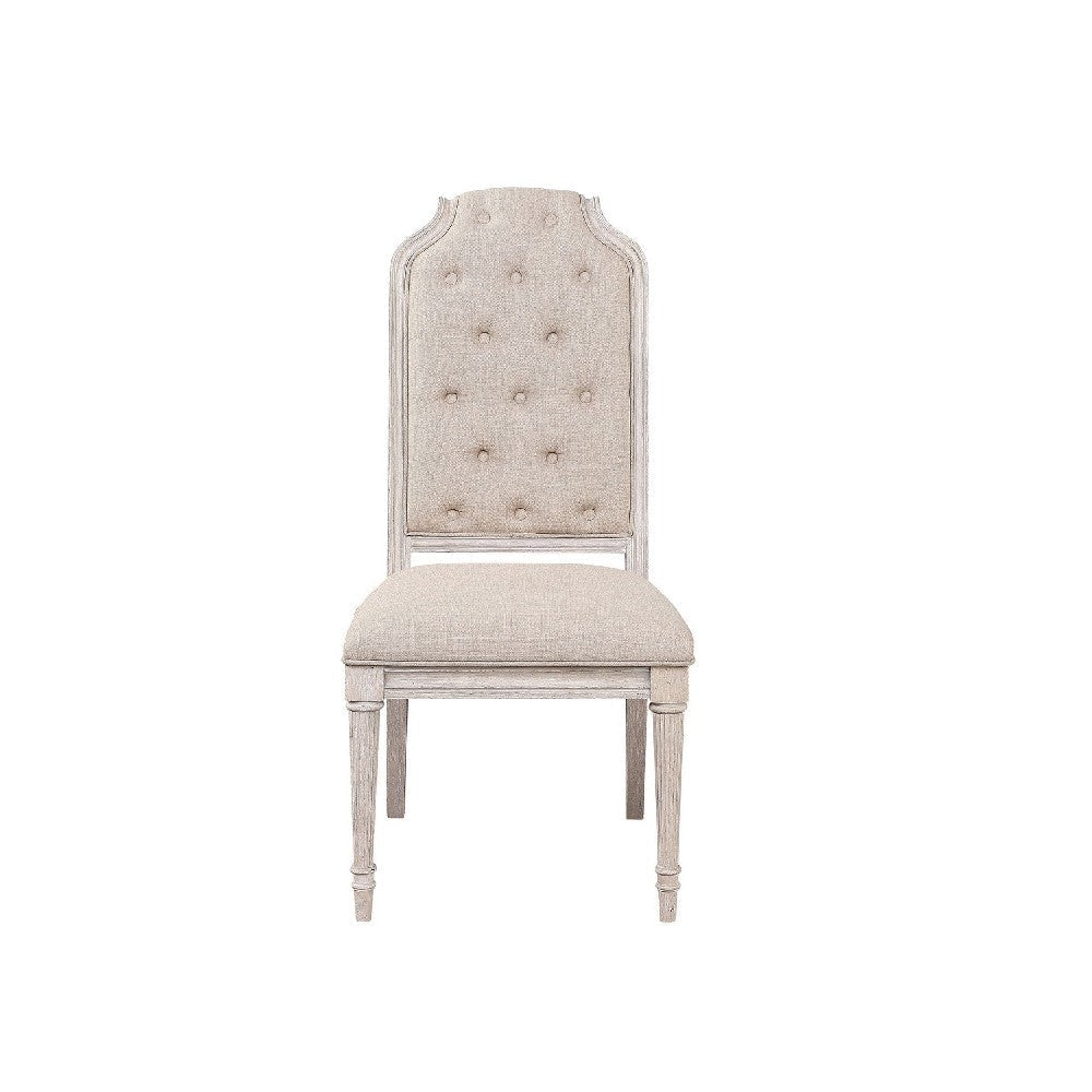 Side Chair with Tapered Legs and Button Tufted Back Set of 2 Beige BM263900