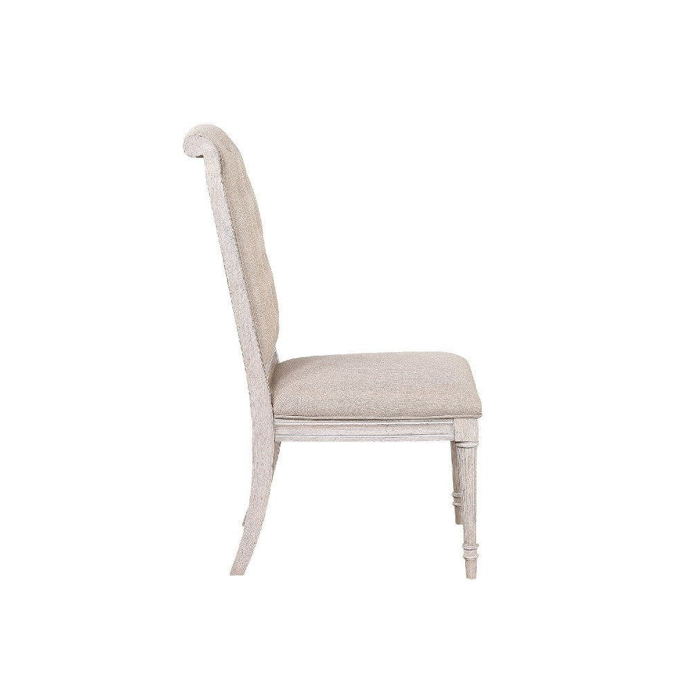 Side Chair with Tapered Legs and Button Tufted Back Set of 2 Beige BM263900