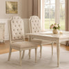 Side Chair with Tapered Legs and Button Tufted Back, Set of 2, Beige